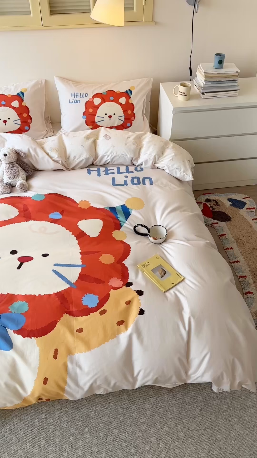 91家纺网 家纺一手货源 找家纺 寐居家纺 2025新款亲肤舒适全棉纯棉数码大阪印花四件套 狮子王国