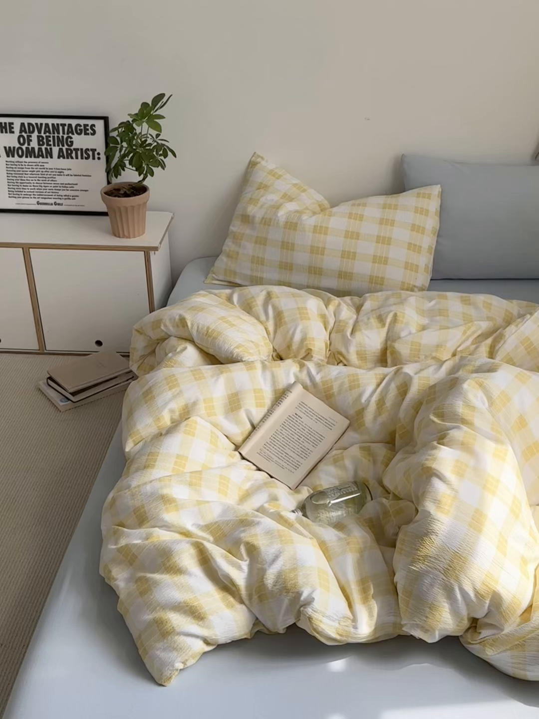 91家纺网 家纺一手货源 找家纺 罗亿家纺 2025新款云感双层纱学生季韩系泡泡棉四件套-米露（小红书推荐） 米露-海盐柠檬