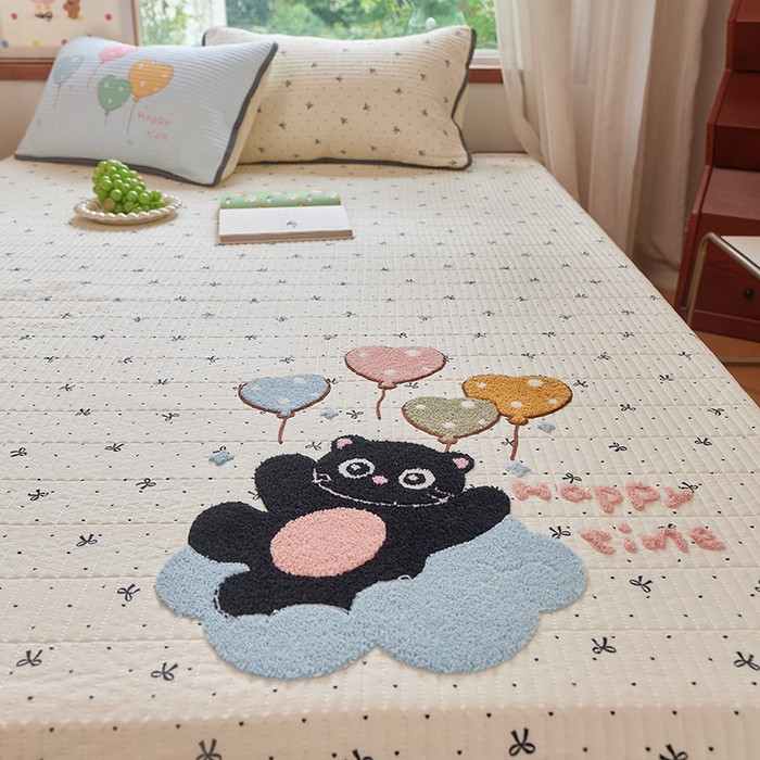 91家纺网 家纺一手货源 找家纺 （总）鑫喜莱家纺 2025新款云朵棉毛巾绣床盖三件套