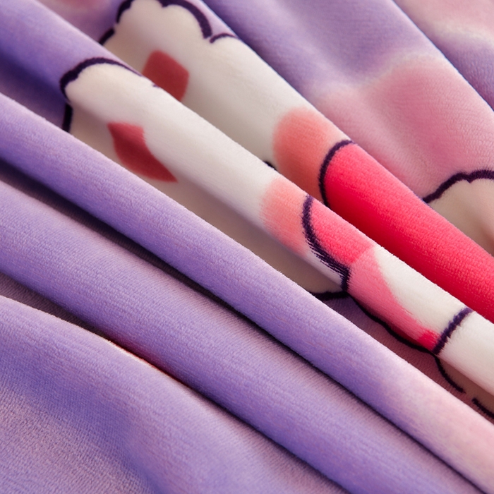 91家纺网 家纺一手货源 找家纺 馨梦缘2025新款爆款高克重印花牛奶绒法莱绒学生三件套 爱心小兔