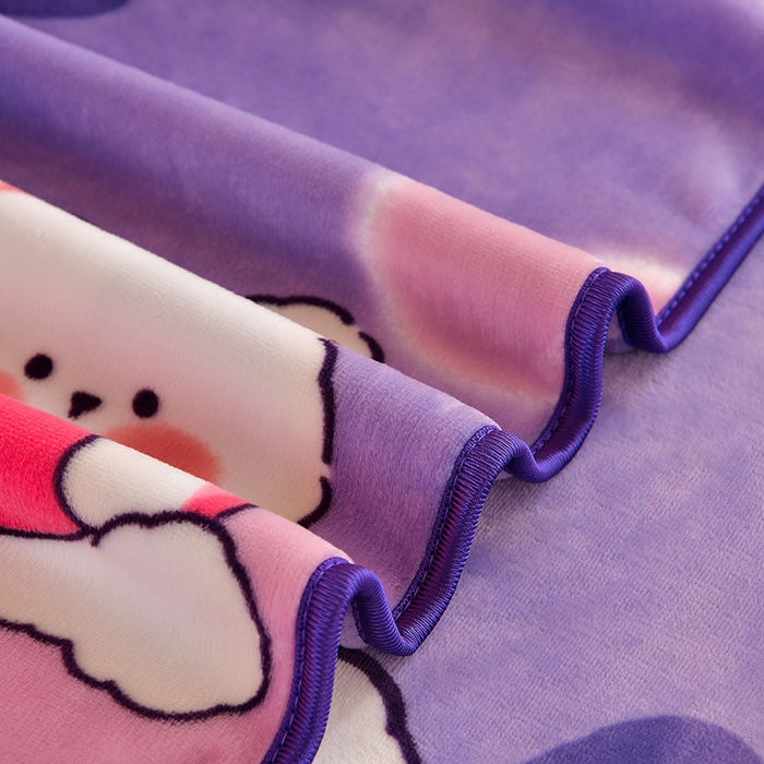 91家纺网 家纺一手货源 找家纺 馨梦缘2025新款爆款高克重印花牛奶绒法莱绒学生三件套 爱心小兔