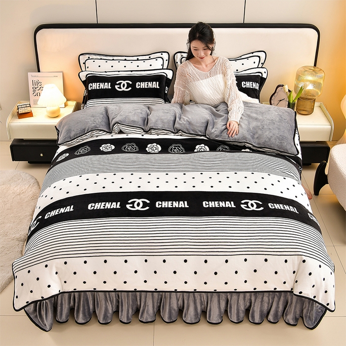 91家纺网 家纺一手货源 找家纺 （总 ）新8.5-9.5斤法莱绒四件套珊瑚牛奶金貂绒四件套床裙