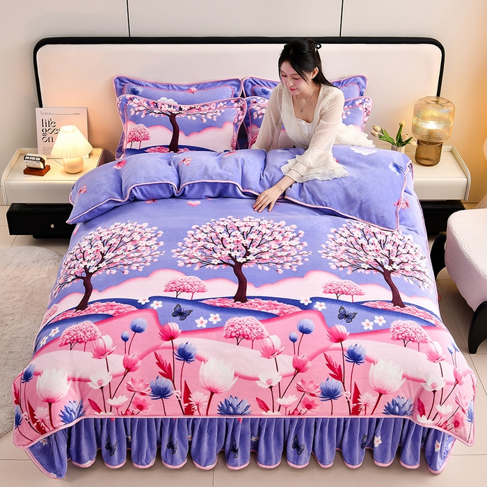 91家纺网 家纺一手货源 找家纺 （总 ）新8.5-9.5斤法莱绒四件套珊瑚牛奶金貂绒四件套床裙