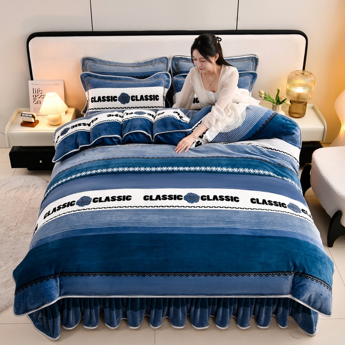 91家纺网 家纺一手货源 找家纺 （总 ）新8.5-9.5斤法莱绒四件套珊瑚牛奶金貂绒四件套床裙