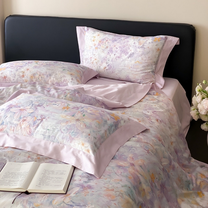 91家纺网 家纺一手货源 找家纺 （总）云栖家居 2025全棉纯棉长绒棉纯棉A类50支数码印花系列四件套-春园