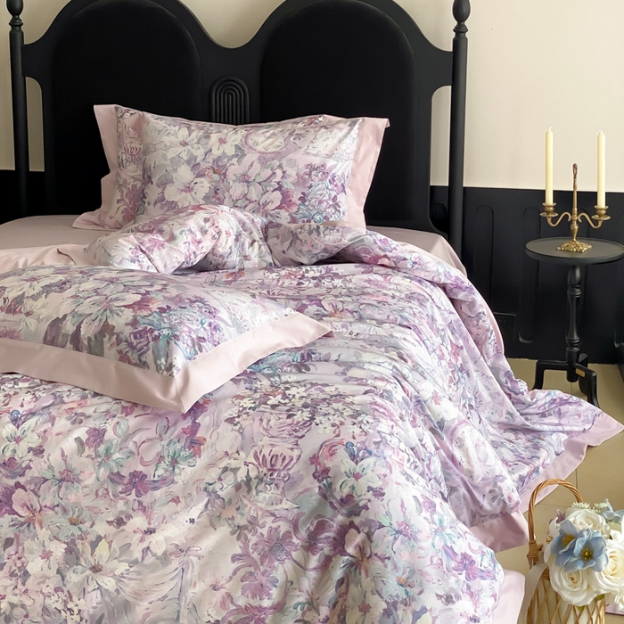 91家纺网 家纺一手货源 找家纺 （总）云栖家居 2025全棉纯棉长绒棉纯棉A类50支数码印花系列四件套-春园