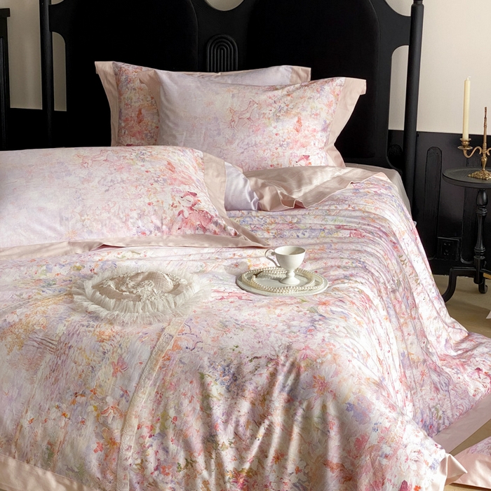 91家纺网 家纺一手货源 找家纺 （总）云栖家居 2025全棉纯棉长绒棉纯棉A类50支数码印花系列四件套-春园