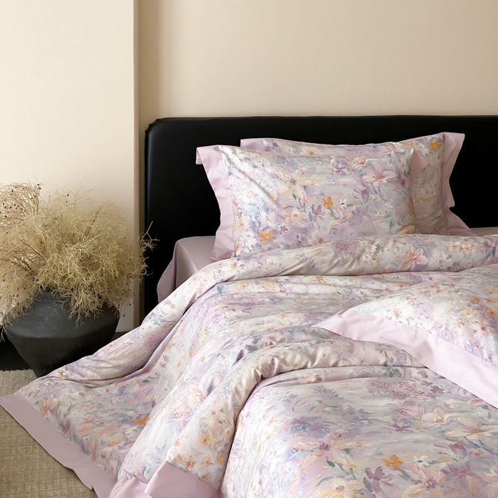 91家纺网 家纺一手货源 找家纺 云栖家居 2025全棉纯棉长绒棉纯棉A类50支数码印花系列四件套-春园 花知晓-紫