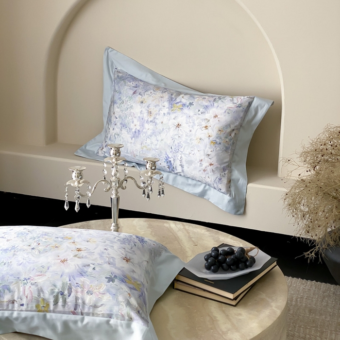 91家纺网 家纺一手货源 找家纺 云栖家居 2025全棉纯棉长绒棉纯棉A类50支数码印花系列四件套-春园 花知晓-蓝