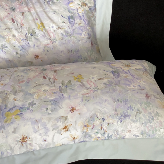 91家纺网 家纺一手货源 找家纺 云栖家居 2025全棉纯棉长绒棉纯棉A类50支数码印花系列四件套-春园 花知晓-蓝