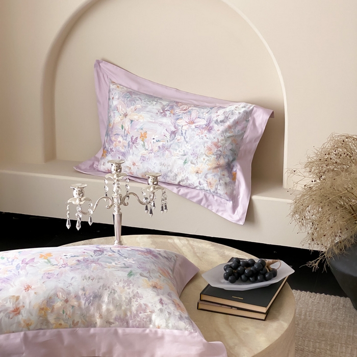 91家纺网 家纺一手货源 找家纺 云栖家居 2025全棉纯棉长绒棉纯棉A类50支数码印花系列四件套-春园 花知晓-紫