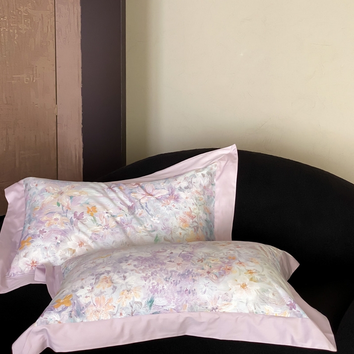 91家纺网 家纺一手货源 找家纺 云栖家居 2025全棉纯棉长绒棉纯棉A类50支数码印花系列四件套-春园 花知晓-紫