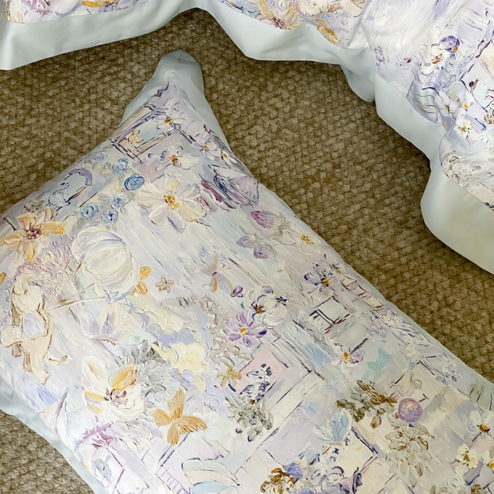 91家纺网 家纺一手货源 找家纺 云栖家居 2025全棉纯棉长绒棉纯棉A类50支数码印花系列四件套-春园 魔幻甜心-蓝