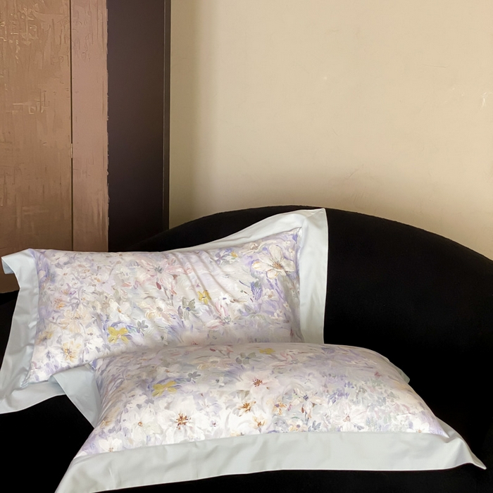 91家纺网 家纺一手货源 找家纺 云栖家居 2025全棉纯棉长绒棉纯棉A类50支数码印花系列四件套-春园 花知晓-蓝