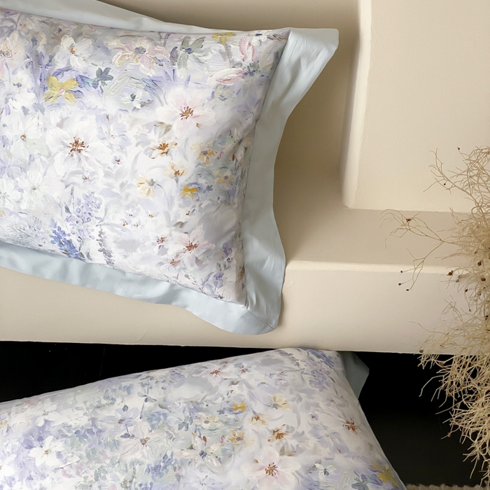 91家纺网 家纺一手货源 找家纺 云栖家居 2025全棉纯棉长绒棉纯棉A类50支数码印花系列四件套-春园 花知晓-蓝