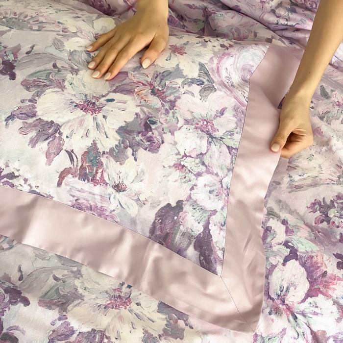 91家纺网 家纺一手货源 找家纺 云栖家居 2025全棉纯棉长绒棉纯棉A类50支数码印花系列四件套-春园 春浔花鉴-紫