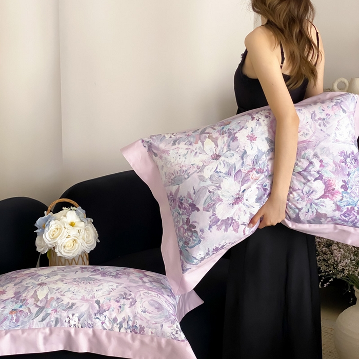 91家纺网 家纺一手货源 找家纺 云栖家居 2025全棉纯棉长绒棉纯棉A类50支数码印花系列四件套-春园 春浔花鉴-紫