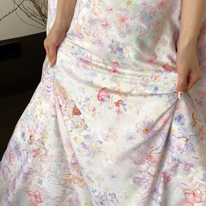 91家纺网 家纺一手货源 找家纺 云栖家居 2025全棉纯棉长绒棉纯棉A类50支数码印花系列四件套-春园 奇妙城堡-紫