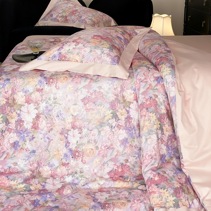 91家纺网 家纺一手货源 找家纺 （总）云栖家居 2025全棉纯棉长绒棉纯棉A类50支数码印花系列四件套-春园