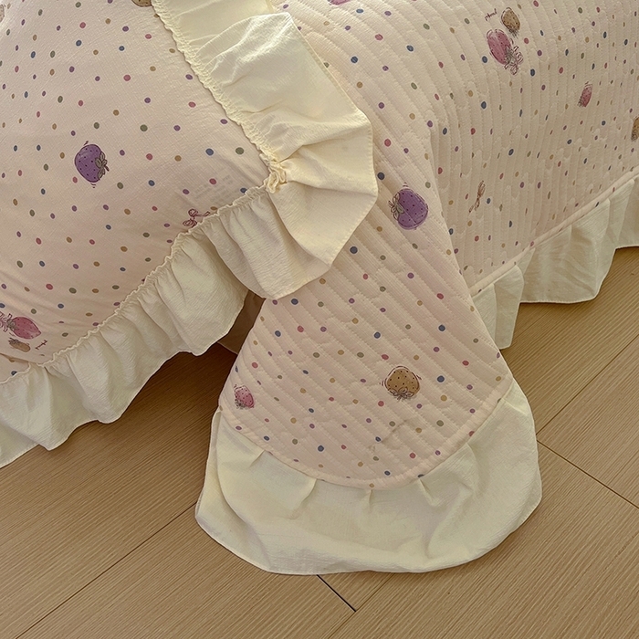 91家纺网 家纺一手货源 找家纺 （总）美梦家纺2025新款皱皱纱花边被套床盖四件套