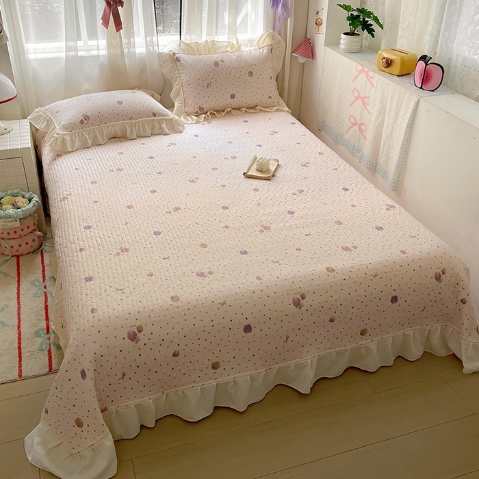 91家纺网 家纺一手货源 找家纺 （总）美梦家纺2025新款皱皱纱花边被套床盖四件套