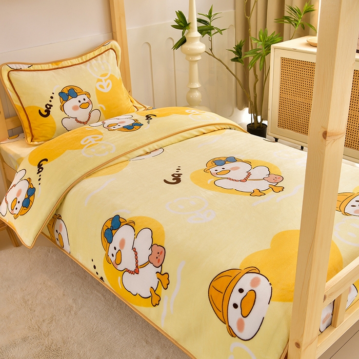 91家纺网 家纺一手货源 找家纺 （总）馨梦缘2025新款爆款高克重印花牛奶绒法莱绒学生三件套单人床套件