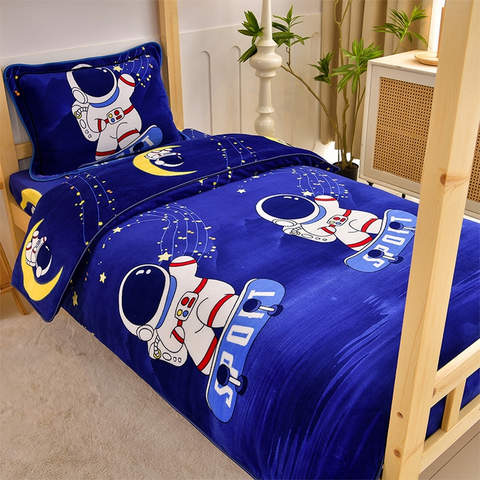 91家纺网 家纺一手货源 找家纺 （总）馨梦缘2025新款爆款高克重印花牛奶绒法莱绒学生三件套单人床套件