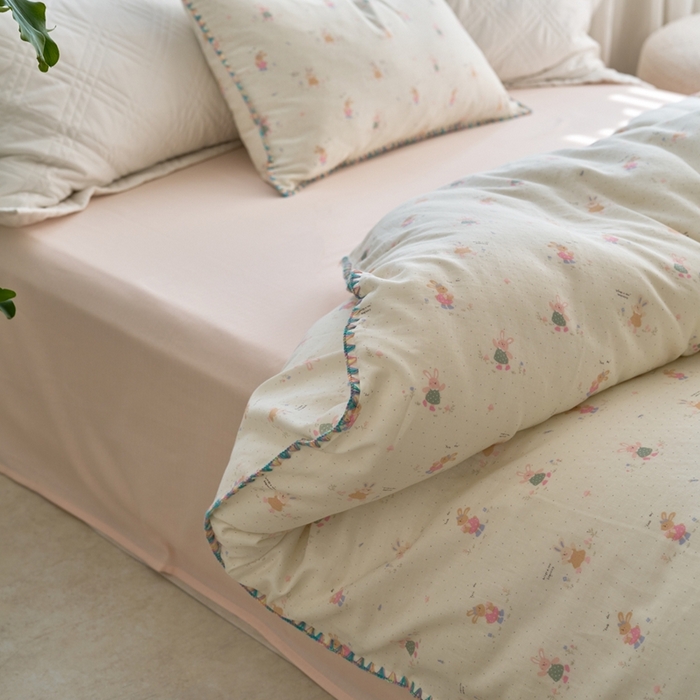 91家纺网 家纺一手货源 找家纺 （总）洋铭区（原狠狠爱） 2025新款全棉纯棉双层纱彩边四件套