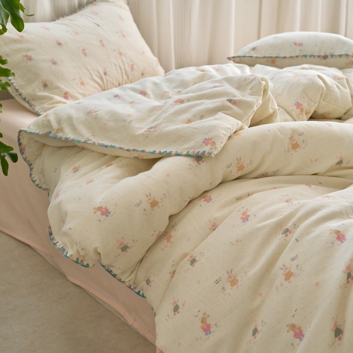 91家纺网 家纺一手货源 找家纺 （总）洋铭区（原狠狠爱） 2025新款全棉纯棉双层纱彩边四件套