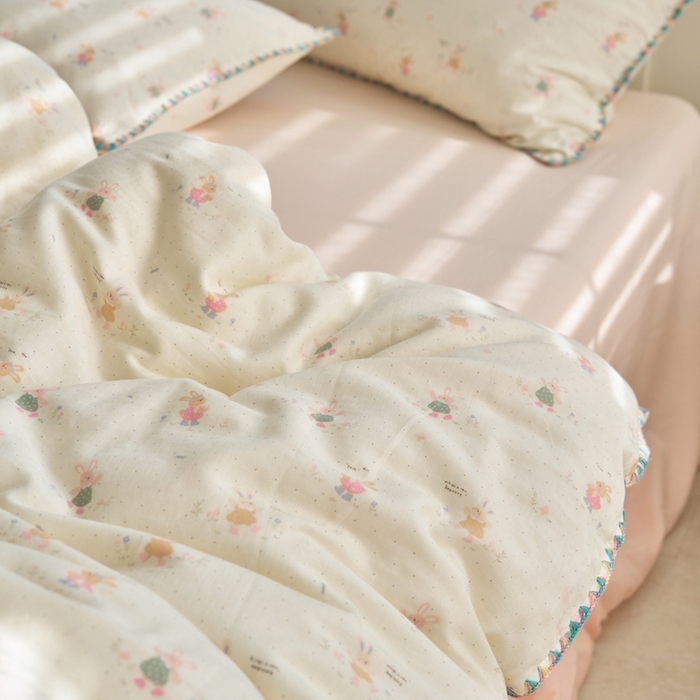 91家纺网 家纺一手货源 找家纺 （总）洋铭区（原狠狠爱） 2025新款全棉纯棉双层纱彩边四件套