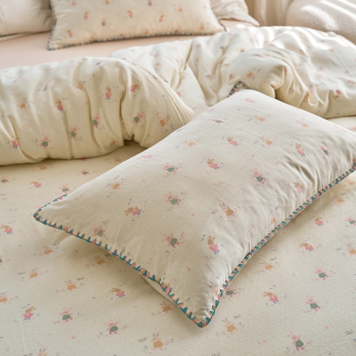 91家纺网 家纺一手货源 找家纺 （总）洋铭区（原狠狠爱） 2025新款全棉纯棉双层纱彩边四件套