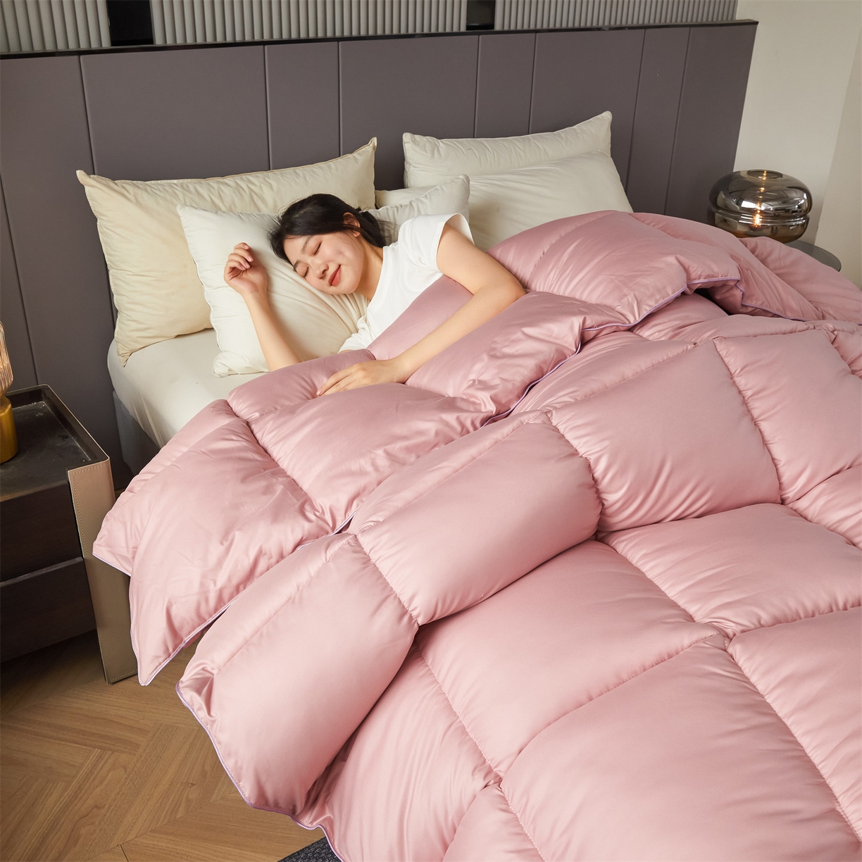 91家纺网 家纺一手货源 找家纺 2025新款羽丝被冬被子被芯大豆被春秋子母被夏被学生单人直播热款 豆沙