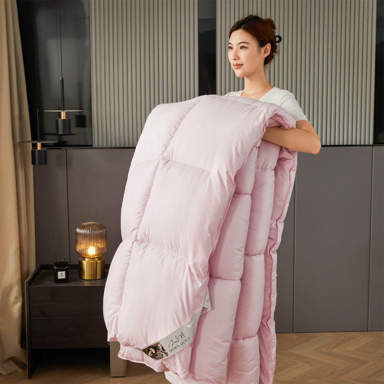 2025新款羽絲絨羽絲被冬被子被芯大豆被春秋子母被夏被學生單人直播熱款 粉色