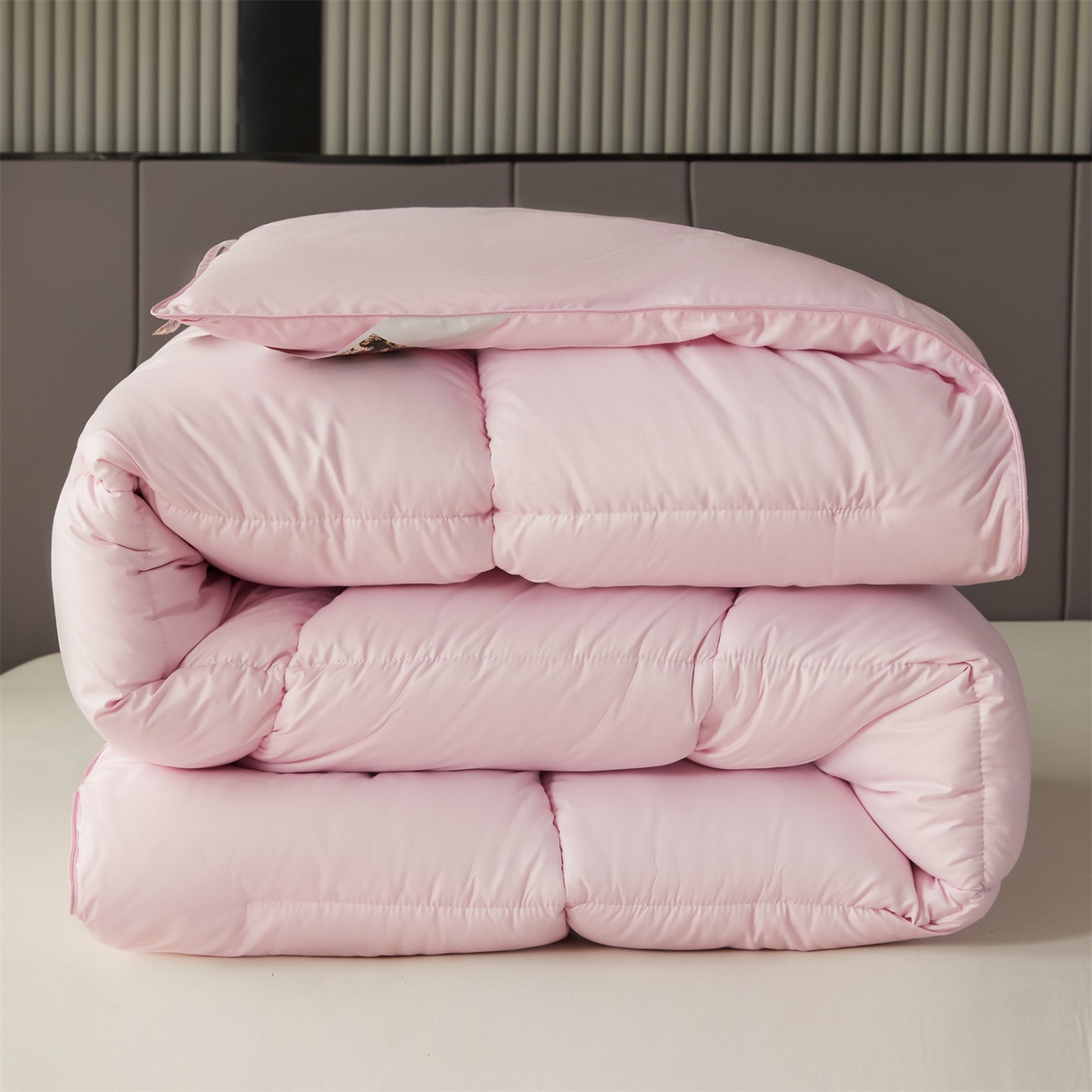 91家纺网 家纺一手货源 找家纺 2025新款羽丝被冬被子被芯大豆被春秋子母被夏被学生单人直播热款 粉色