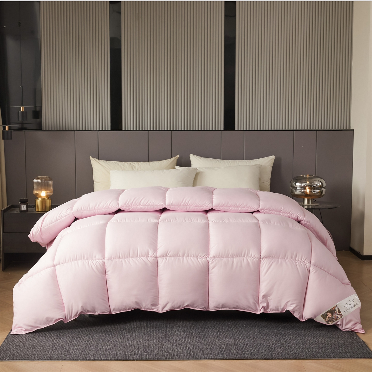 91家纺网 家纺一手货源 找家纺 2025新款羽丝被冬被子被芯大豆被春秋子母被夏被学生单人直播热款 粉色