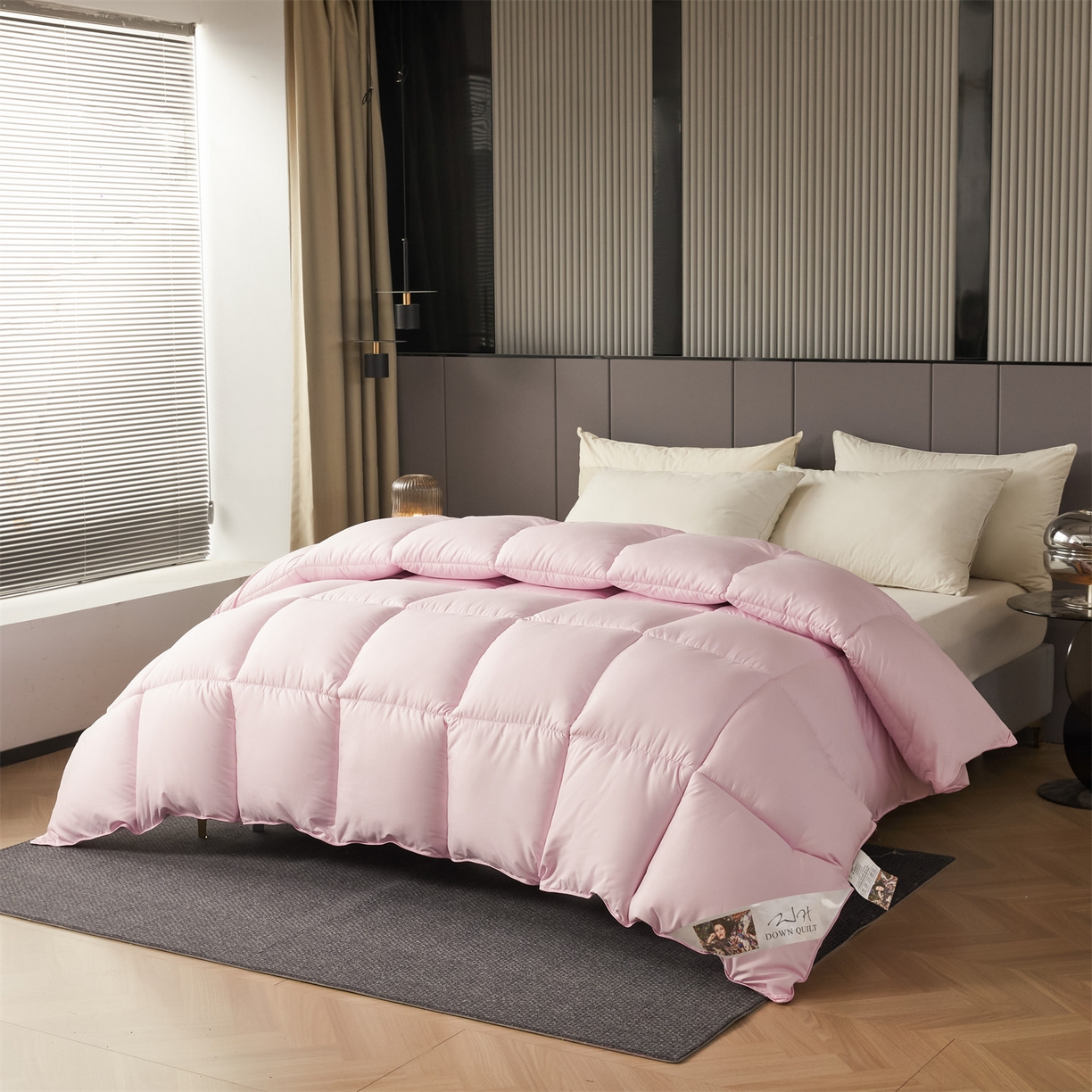 91家纺网 家纺一手货源 找家纺 2025新款羽丝被冬被子被芯大豆被春秋子母被夏被学生单人直播热款 粉色