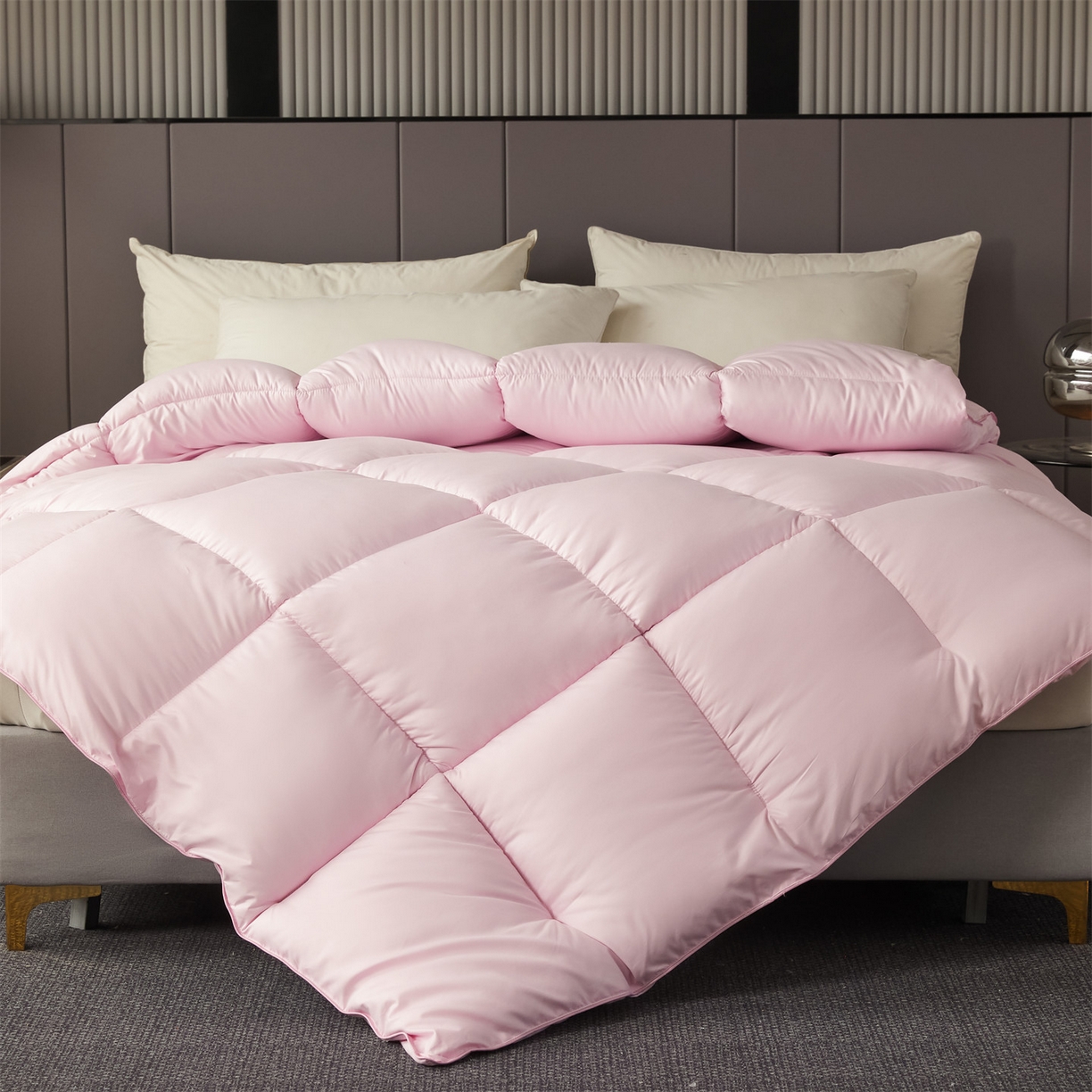 91家纺网 家纺一手货源 找家纺 2025新款羽丝被冬被子被芯大豆被春秋子母被夏被学生单人直播热款 粉色