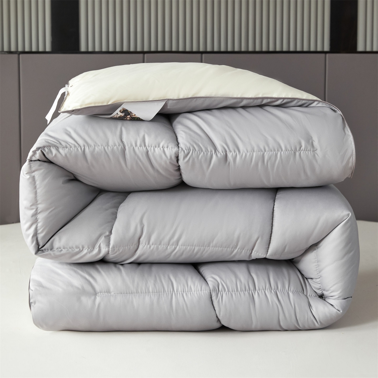 91家纺网 家纺一手货源 找家纺 2025新款羽丝被冬被子被芯大豆被春秋子母被夏被学生单人直播热款 灰米