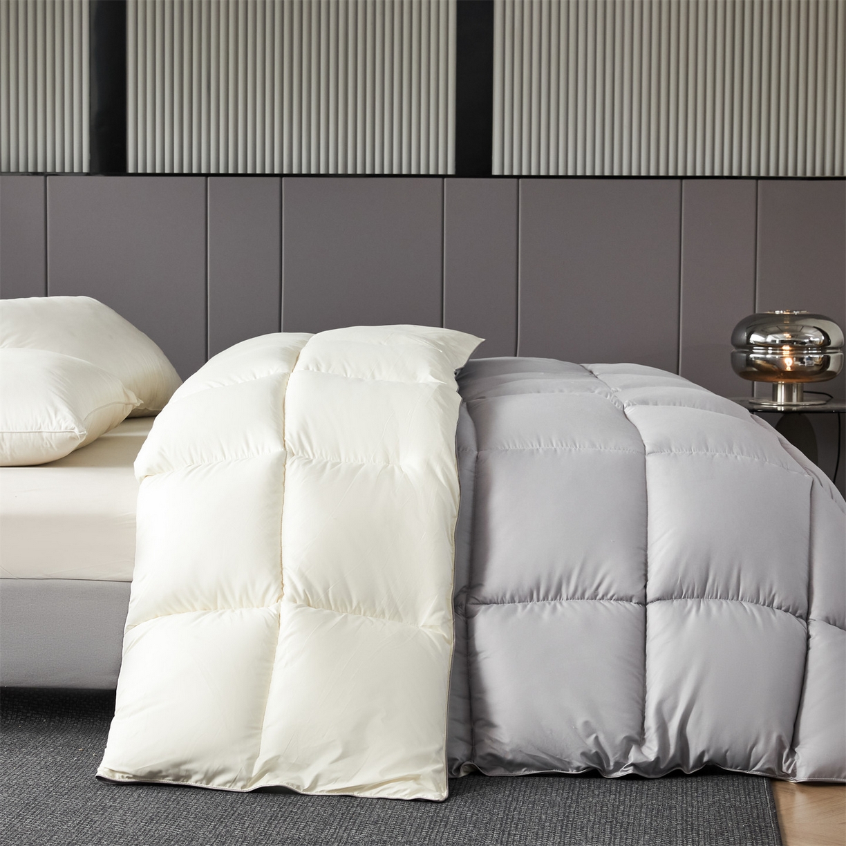 91家纺网 家纺一手货源 找家纺 2025新款羽丝被冬被子被芯大豆被春秋子母被夏被学生单人直播热款 灰米