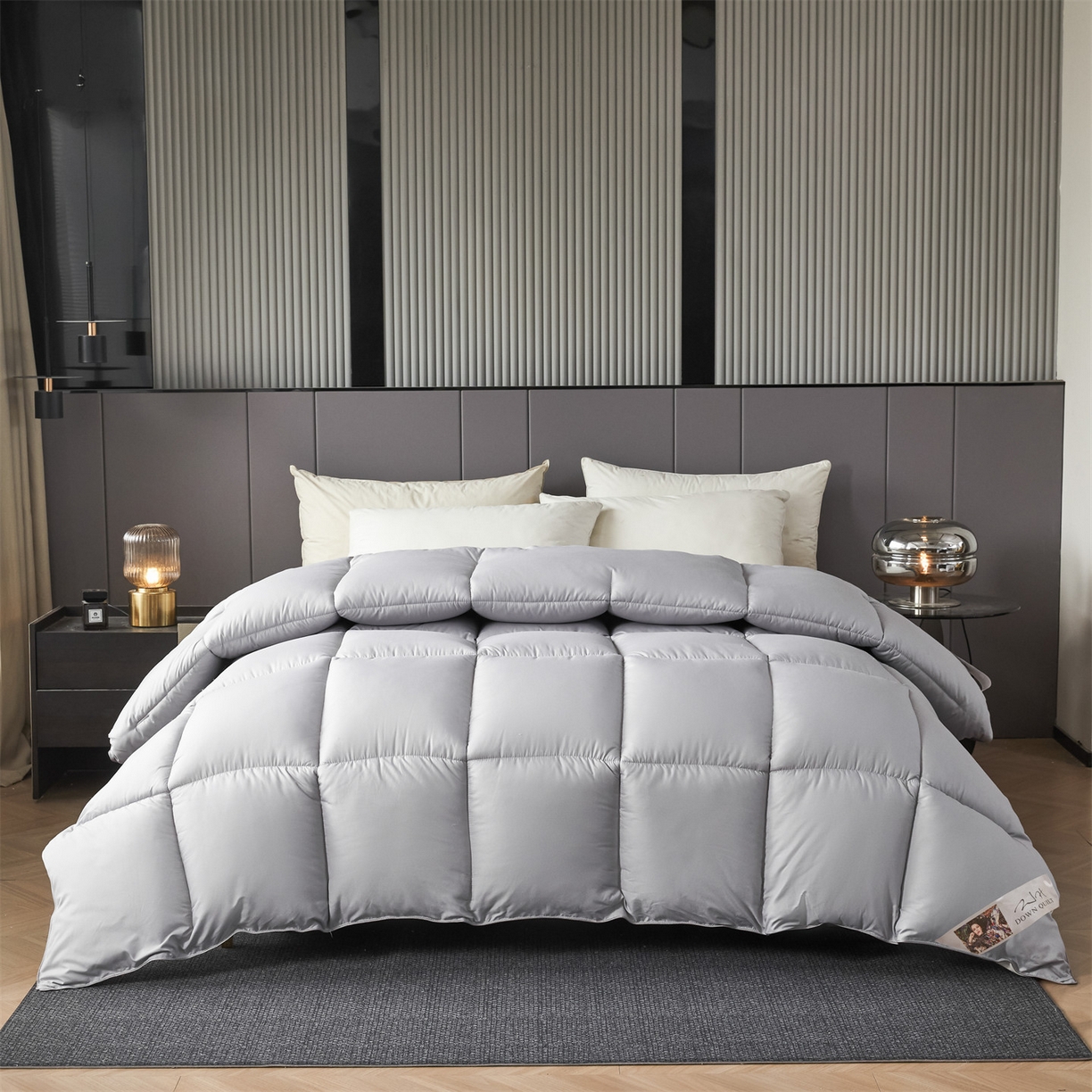 91家纺网 家纺一手货源 找家纺 2025新款羽丝被冬被子被芯大豆被春秋子母被夏被学生单人直播热款 灰米