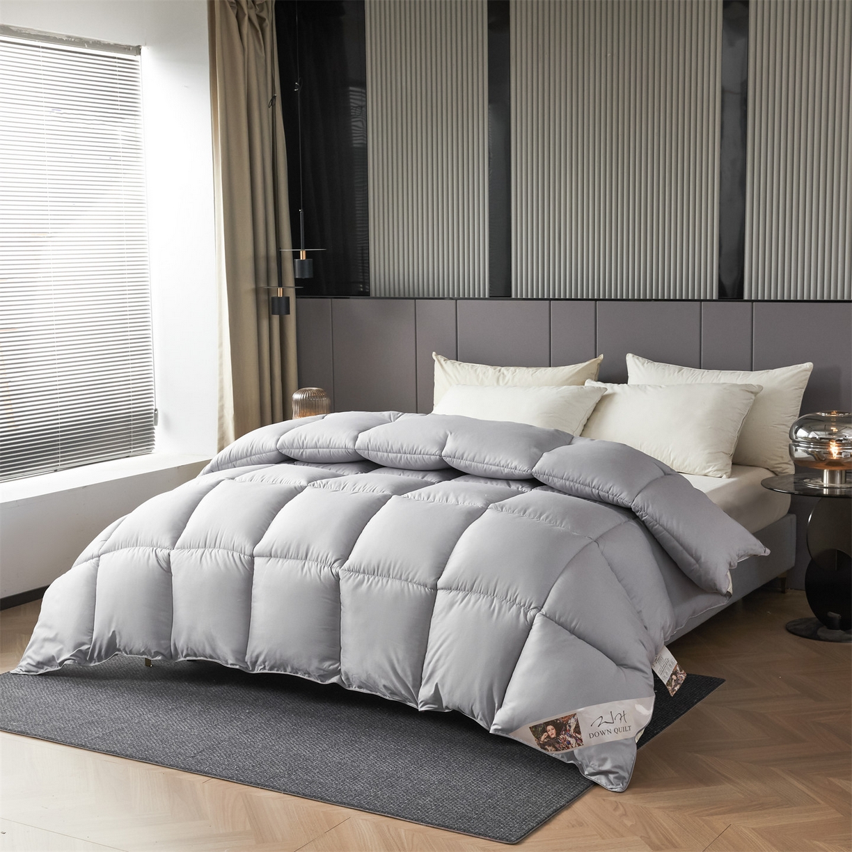 91家纺网 家纺一手货源 找家纺 2025新款羽丝被冬被子被芯大豆被春秋子母被夏被学生单人直播热款 灰米