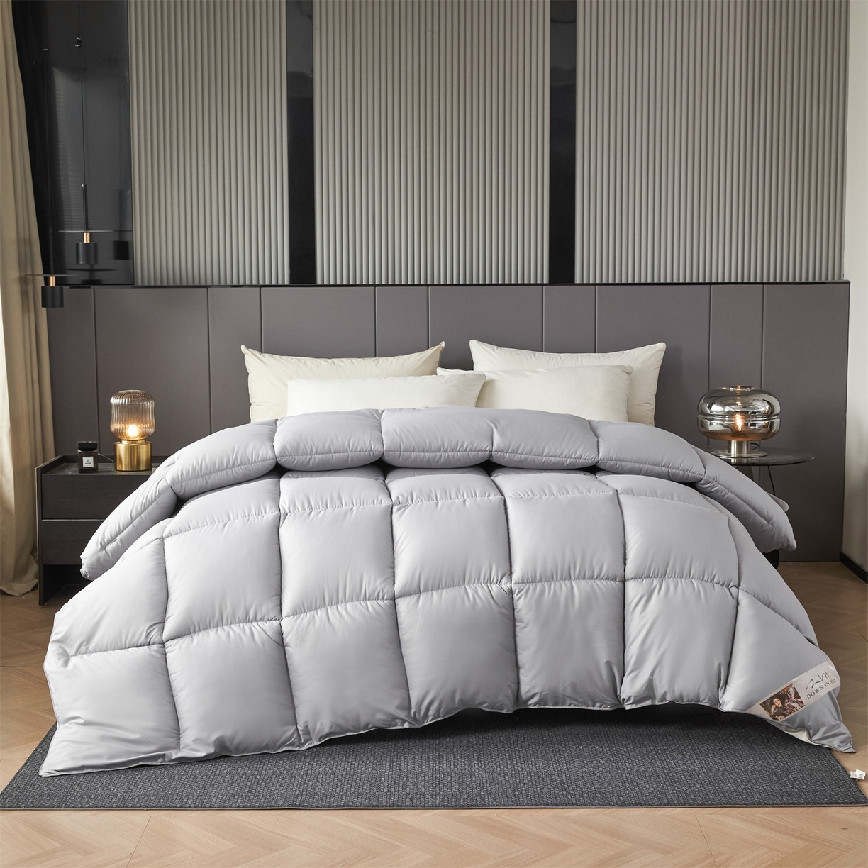 91家纺网 家纺一手货源 找家纺 2025新款羽丝被冬被子被芯大豆被春秋子母被夏被学生单人直播热款 灰米