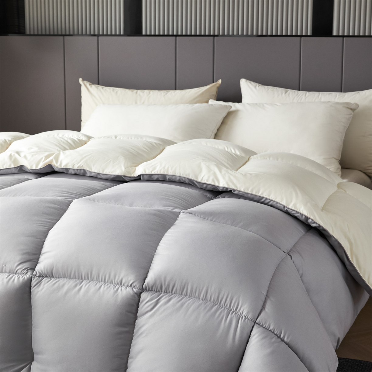 91家纺网 家纺一手货源 找家纺 2025新款羽丝被冬被子被芯大豆被春秋子母被夏被学生单人直播热款 灰米