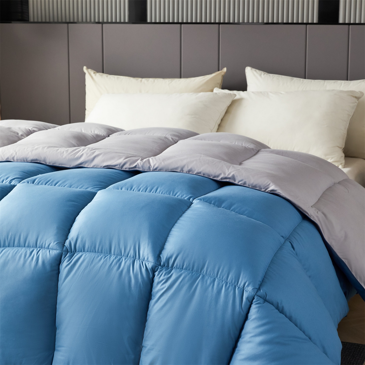 91家纺网 家纺一手货源 找家纺 2025新款羽丝被冬被子被芯大豆被春秋子母被夏被学生单人直播热款 蓝灰