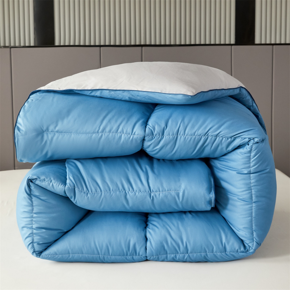 91家纺网 家纺一手货源 找家纺 2025新款羽丝被冬被子被芯大豆被春秋子母被夏被学生单人直播热款 蓝灰