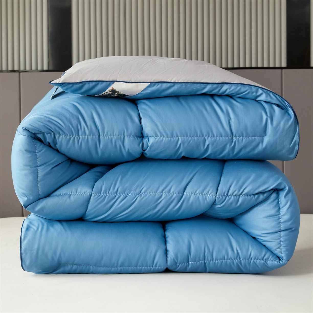 91家纺网 家纺一手货源 找家纺 2025新款羽丝被冬被子被芯大豆被春秋子母被夏被学生单人直播热款 蓝灰