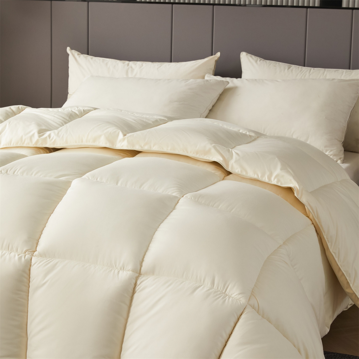 91家纺网 家纺一手货源 找家纺 2025新款羽丝被冬被子被芯大豆被春秋子母被夏被学生单人直播热款 米黄