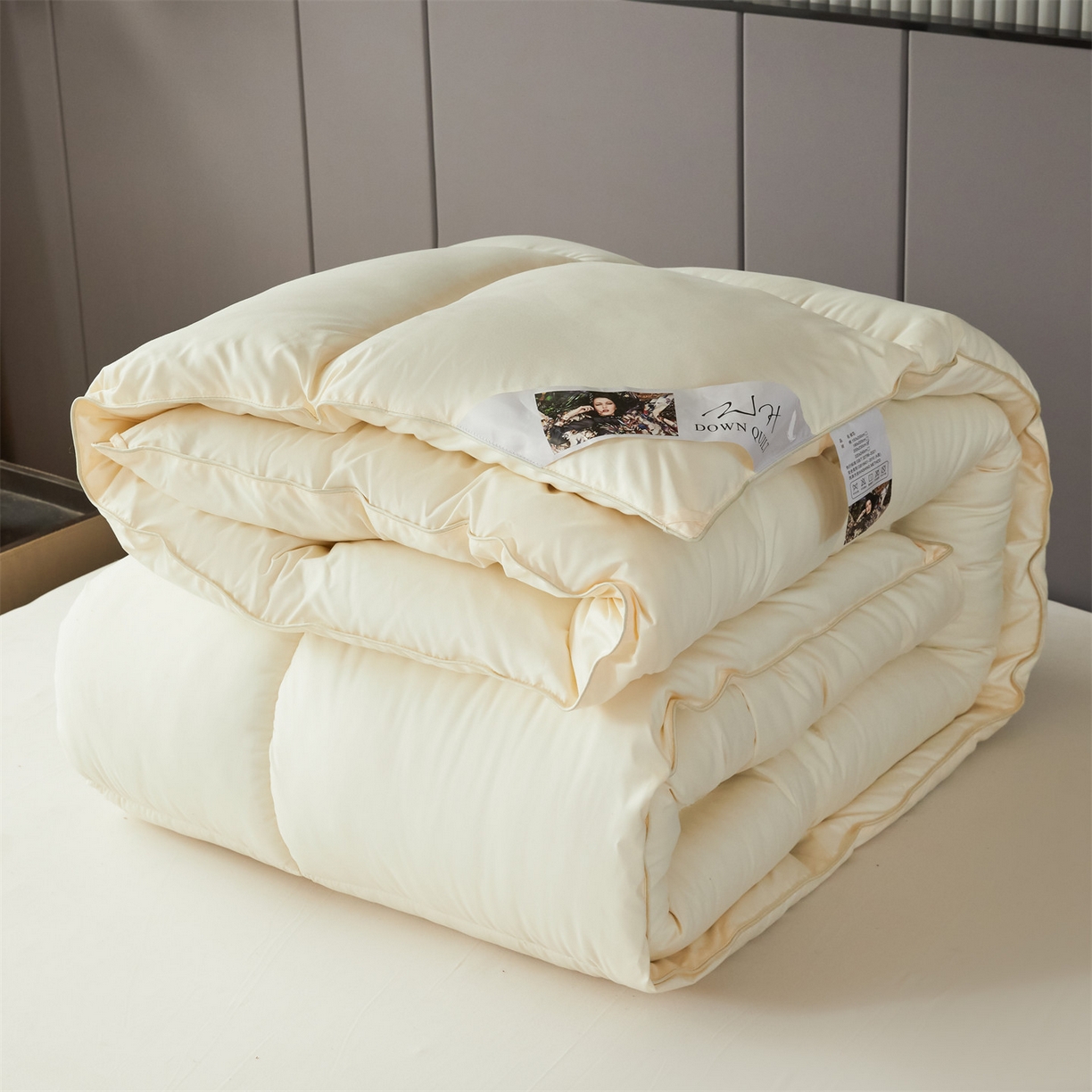 91家纺网 家纺一手货源 找家纺 2025新款羽丝被冬被子被芯大豆被春秋子母被夏被学生单人直播热款 米黄