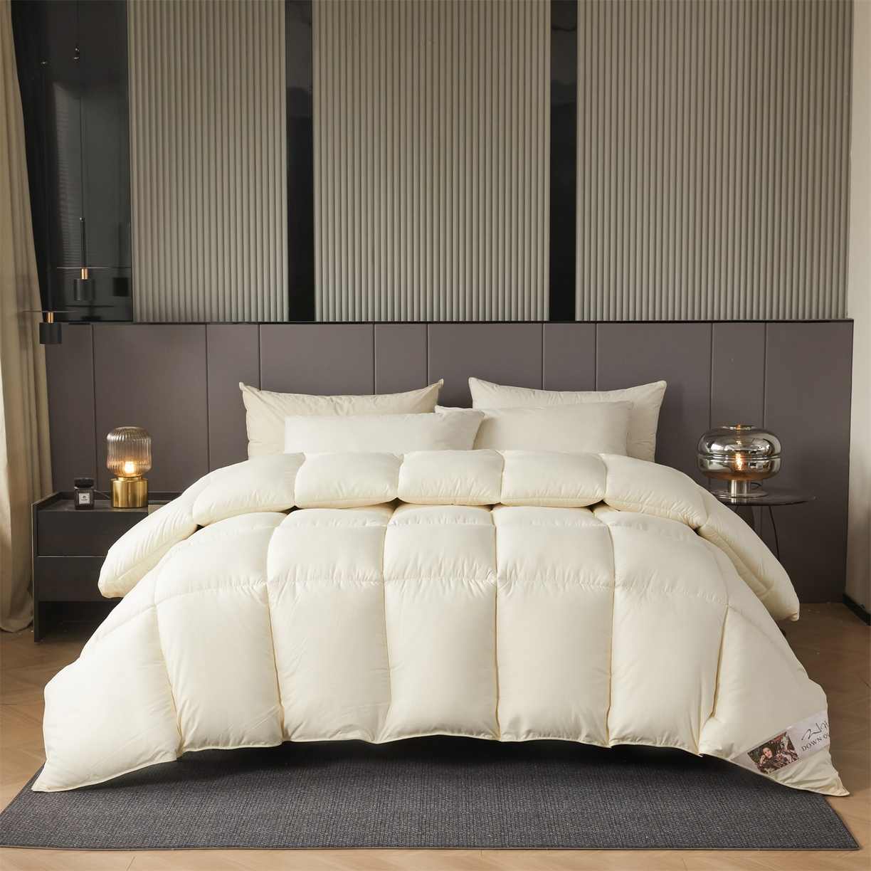 91家纺网 家纺一手货源 找家纺 2025新款羽丝被冬被子被芯大豆被春秋子母被夏被学生单人直播热款 米黄