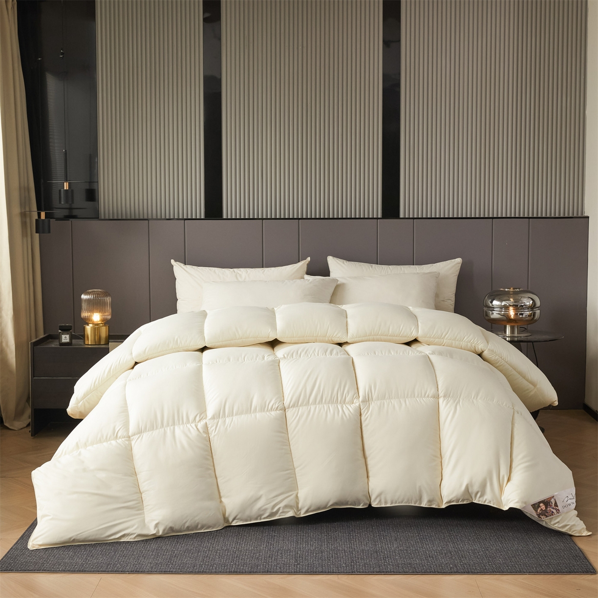 91家纺网 家纺一手货源 找家纺 2025新款羽丝被冬被子被芯大豆被春秋子母被夏被学生单人直播热款 米黄